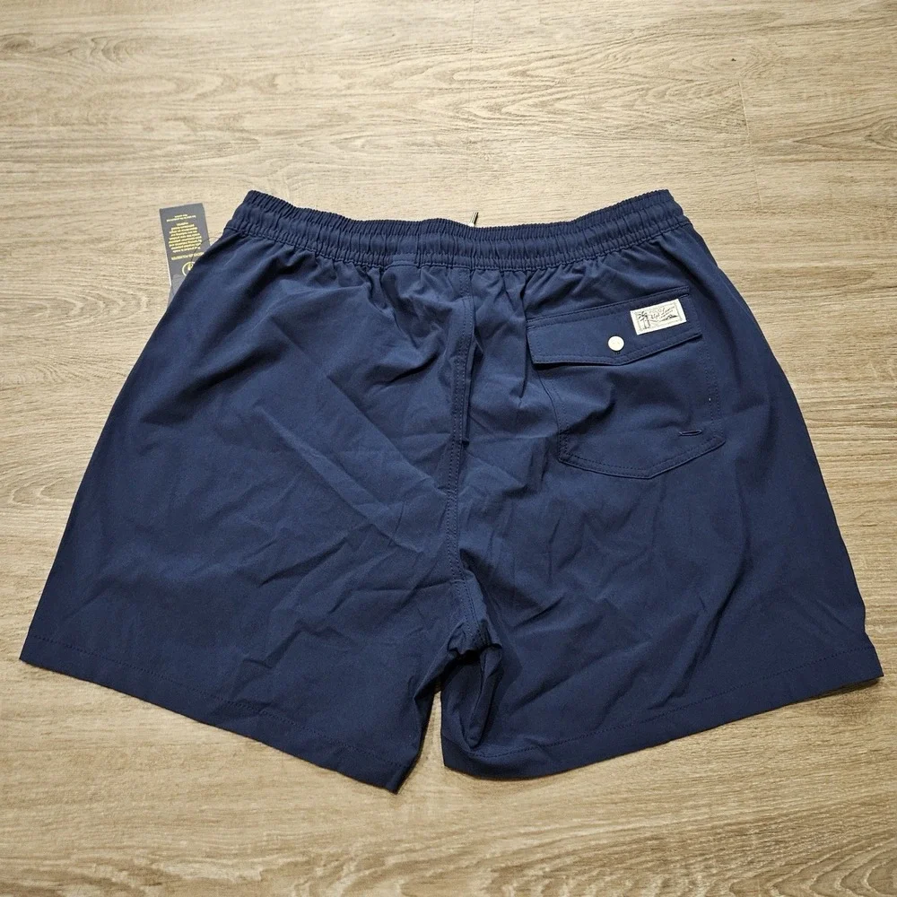 Polo Ralph Lauren 5.75 Inch Traveler Classic Swim Trunk Men XL Blue Pony Stretch